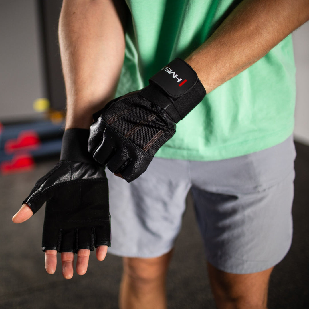 HMS jõusaalikindad Black Leather Glove