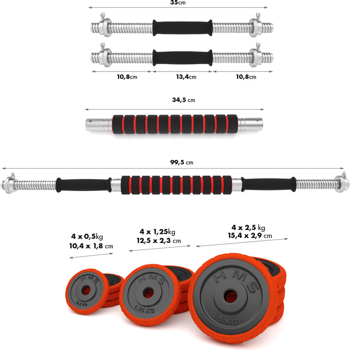 HMS terasest jõusaali treeningkomplekt 20 kg